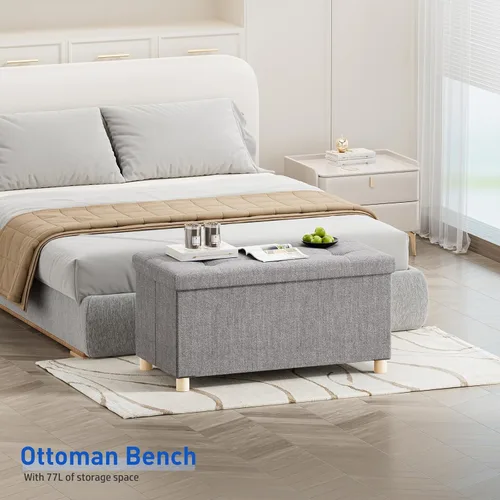 Miniatura 2 de BRIAN & DANY Banco otomano plegable de almacenamiento de 30 pulgadas, otomano con banco de almacenamiento para dormitorio, sala de estar, entrada