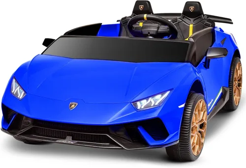 Blitzshark Auto de paseo para niños de 24 V y 2 plazas, potente 4WD compatible con Lamborghini auto eléctrico motorizado alimentado por batería, con