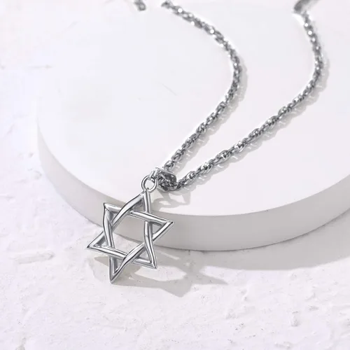 Miniatura 3 de GOLDCHIC JEWELRY David Star Necklace for Men, Stainless Steel Cross Pendant Jewish Israel Jewelry with Water Wave Chain