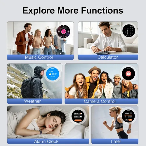 Miniatura 8 de Fitpolo Reloj inteligente para hombres y mujeres, Android iPhone, rastreador de actividad física HD de 1.27 pulgadas con llamadas y respuesta