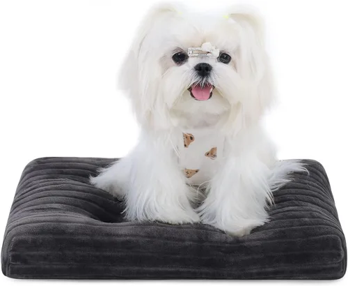 Cama para Jaula de Perro Camas para Perros Lavables para Perros XX-Pequeños Franela Gruesa de Lujo Esponjosa Cómoda Almohadilla para Perrera Gris