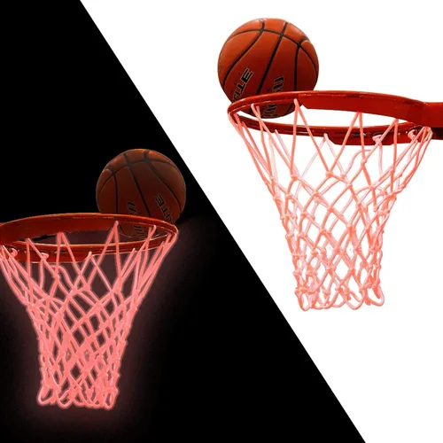 Miniatura 8 de 2 redes de baloncesto de luz nocturna, repuesto de red de baloncesto, red de baloncesto rosa que brilla en la oscuridad, accesorios de baloncesto