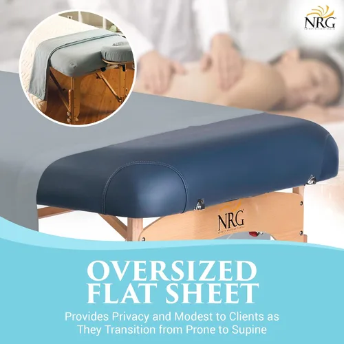 Miniatura 2 de NRG - Sábanas planas de masaje de franela de lujo – Ropa de cama de masaje 100% franela de algodón – 160 GSM, 200 hilos – Algodón suave de doble