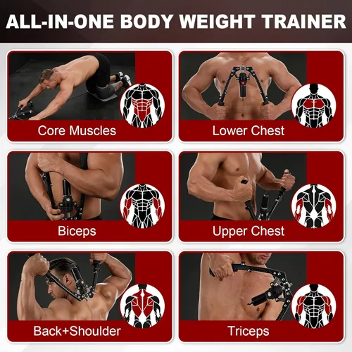 Miniatura 8 de Entrenador de brazo Twister de entrenamiento, equipo de entrenamiento de pecho de potencia hidráulica 3 en 1 con ruedas de rodillo abdominal