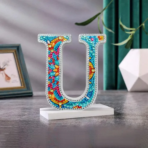 Miniatura 25 de YOYA Letras de Artesanía de Madera con Arte de Diamantes 5D de 6 Pulgadas para Decoración de Pared, Kits de Arte de Diamantes de Letras de A