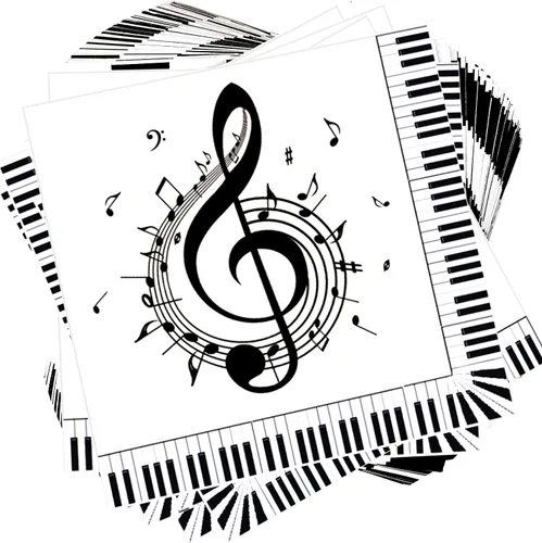 Miniatura 11 de Servilletas de notas musicales, 100 unidades, suministros de fiesta, desechables, para cóctel, almuerzo, cena, servilletas para decoración temática