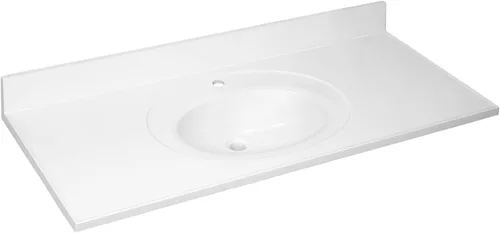 Top de tocador de mármol cultivado de 49 pulgadas con protector contra salpicaduras, paquete mejorado, blanco - Design House, 554634