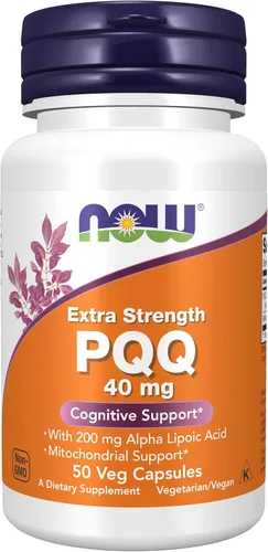 NOW Foods Suplementos, PQQ 40 mg con 200 mg de ácido alfa lipoico, fuerza extra, 50 cápsulas vegetales