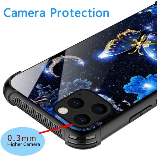 Miniatura 2 de Funda compatible con iPhone 11 Pro Max, funda para niñas y mujeres, cielo azul, flor, luna y mariposa Cielo Azul Flor Luna Mariposa