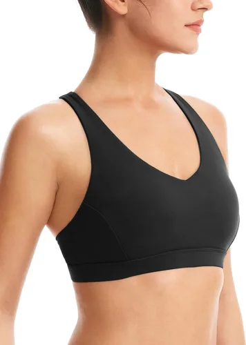 Miniatura 2 de Sujetadores deportivos acolchados para mujer, brasier deportivo sexy de línea larga entrecruzada, brasier deportivo de soporte medio con tirantes