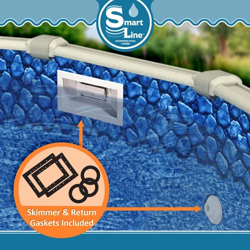 Miniatura 3 de Smartline Revestimiento rectangular para piscina de 12 pies x 20 pies, remolino rocoso, estilo de cuentas, fondo plano de 4 pies, vinilo virgen