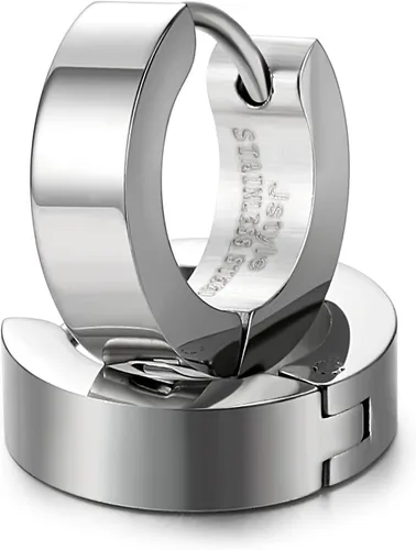 Miniatura 2 de Jstyle Pendientes de aro pequeños únicos de acero inoxidable para hombre, 1 par