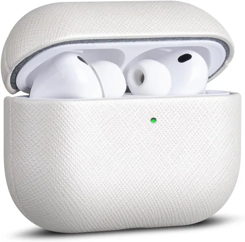 Miniatura 10 de Haobobro Funda de piel para AirPods Pro 3, piel seleccionada respetuosa con la piel, con textura de fibra de carbono, hecha a mano, funda rígida