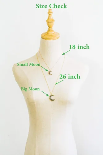 Miniatura 7 de OnDaisy Dije con circonia cúbica, diseño Gypsy Planet de luna creciente, cadena con dije de luna con circonia cúbica negra