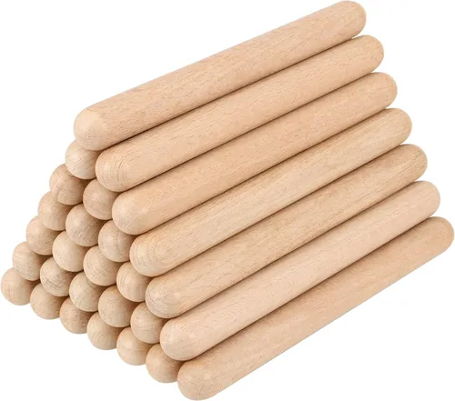 Miniatura 5 de SINJEUN 16 pares (paquete de 32) palos de ritmo de madera, instrumentos de percusión musical de clavos de madera clásica de 8 pulgadas, palos lummi