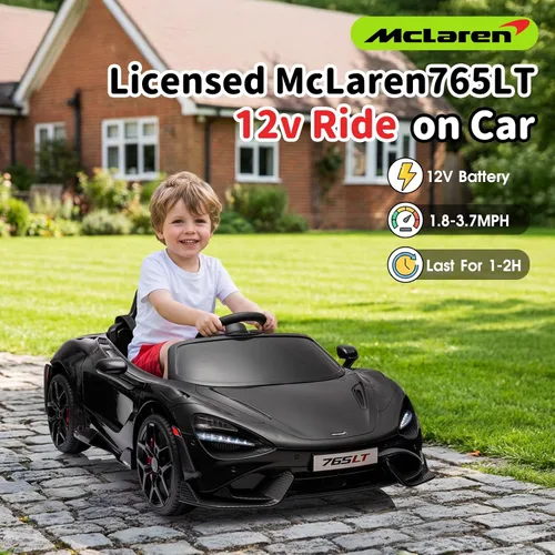 Miniatura 3 de Automóvil de paseo para niños con licencia McLaren 765LT para niños de 3 a 6 años, vehículo eléctrico con batería de 12 V, con control remoto