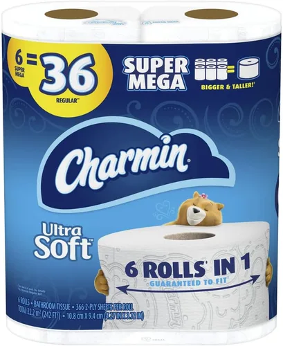 Miniatura 11 de Charmin Papel higiénico ultra suave, 24 megarrollos de papel de baño = 96 rollos regulares
