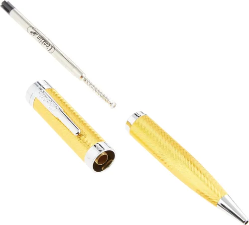 Miniatura 2 de Conklin Herringbone Signature - Bolígrafo amarillo con borde cromado, llamativo diseño grabado, recargable y duradero, regalo ideal para entusiastas