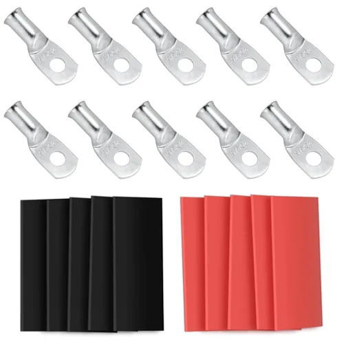Miniatura 9 de 10 piezas Sanuke 1/0 AWG - 1/2" Terminales de Anillo de Cables de Cobre Estañado con Orejetas, Extremos de Cable de Batería de Grado Marino con Tubo