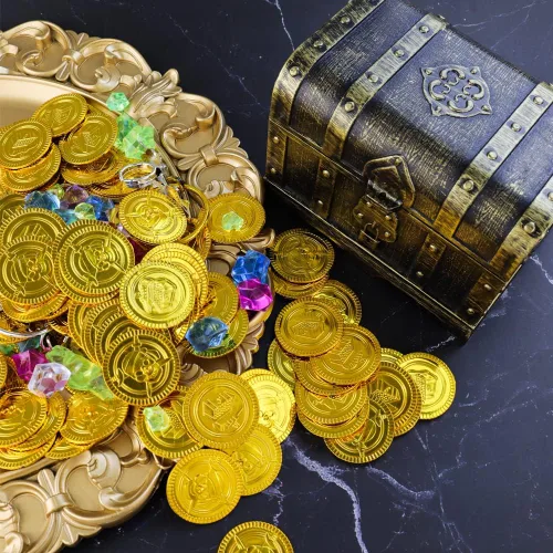 Miniatura 2 de AEVBSOY Cofre del Tesoro Pirata Juguetes Almacenamiento para Niños Cofre del Tesoro Pirata Caja del Tesoro Aventurera con Candado Caja de Cofre