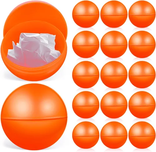 ERINGOGO 25 bolas de bingo huecas de plástico de 1.6 in para rifa, juegos de dibujo y decoración de fiestas, color naranja
