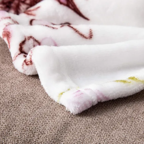 Miniatura 4 de DaDa Bedding - Manta de forro polar de visón sintético con estampado floral morado, franela de felpa ultrasuave, estampado de pájaros de jardín