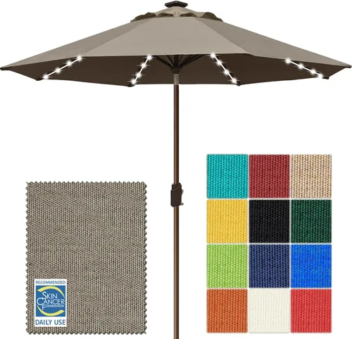 Miniatura 14 de EliteShade - Sombrilla solar de 9 pies / 2.74 metros, con 80 luces LED para patio, mesa al aire libre, con ventilación y cubierta que no se decolora