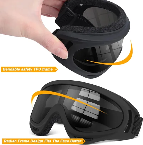 Miniatura 5 de OXG 2 pares de gafas de motocicleta aptas para casco, gafas de esquí ATV anti-UV, a prueba de polvo, resistentes al viento, gafas de motocross