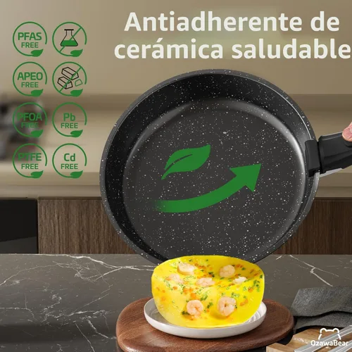 Miniatura 3 de Juego de 23 piezas de ollas y sartenes antiadherentes, juego de utensilios de cocina de cerámica no tóxicos con asas desmontables, utensilios