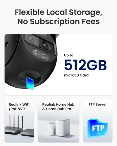 Miniatura 8 de REOLINK 4K Cámara con cable WiFi para exterior, Cámara de seguridad de 8MP con lente dual, Cámara PTZ 360 con seguimiento automático, Wi-Fi Gris