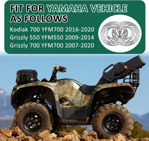 Miniatura 2 de M MATI 2 unidades de rotor de disco de freno delantero izquierdo/derecho para Yamaha Kodiak 700 YFM700 2016-2020 Grizzly 550 YFM550 2009-2014