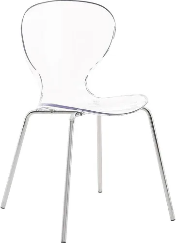 Miniatura 6 de Meridian Furniture Clarion Collection Modern - Silla de comedor apilable de policarbonato Lucite contemporánea con patas de metal resistentes, juego