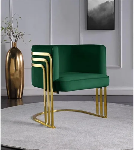 Miniatura 2 de Meridian Furniture 533Green Rays Collection - Silla decorativa tapizada de terciopelo con acabado de metal dorado cepillado, verde, 27 pulgadas