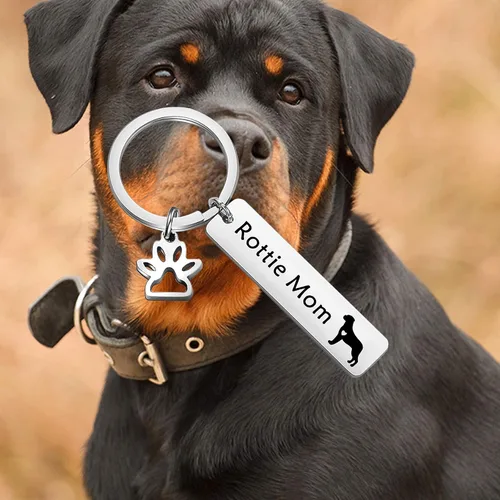 Miniatura 6 de LQRI Rottweiler Rottie Mom Rottie Dad Kechain Set de joyería para perros y mascotas, regalo Rottie para Rottweiler Rottie Mamá Papá, Metal, Acero