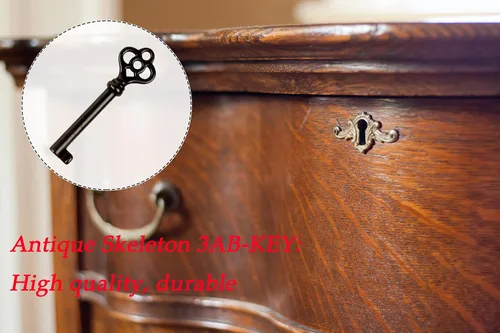 Miniatura 5 de Llave de esqueleto de barril hueco antiguo KY-3AB (4 piezas) para puertas de gabinete, cajones de aparador, relojes de abuelo, antiguo, vintage