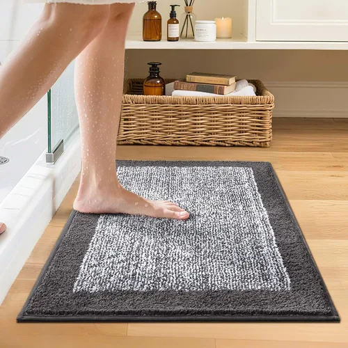 Miniatura 3 de Alfombras de baño de 17 x 24 pulgadas, antideslizantes, lavables, color gris, para bañera, tapete de baño para baño, tapete suave y absorbente