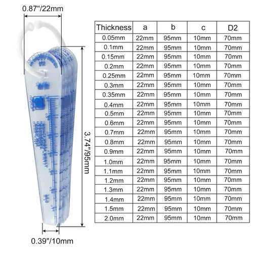Miniatura 3 de 1 paquete de medidores de plástico de 0.002-0.079 in de grosor, herramientas de medición 20 en 1 para medir el espacio