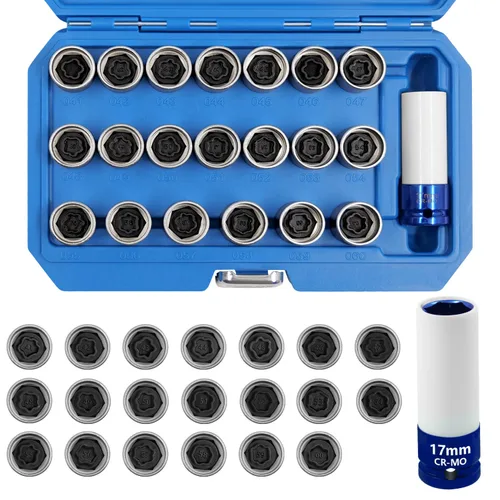 Kit de llave de tuerca de bloqueo de rueda de 21 piezas compatible con la serie BMW, juego de adaptadores de tuercas de bloqueo de rueda,