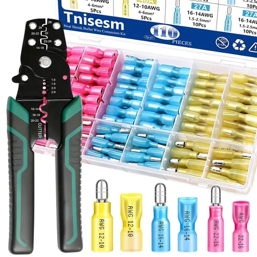 Miniatura 14 de Tnisesm Kit surtido de conectores de crimpado de alambre aislado con anillo, pala, tope, desconexión rápida, terminales de cable automotriz de 280