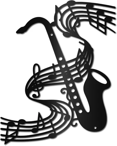 Miniatura 11 de CREATCABIN Arte de pared de metal para decoración de notas musicales, placas colgantes de hierro, letrero de escultura para interiores y exteriores
