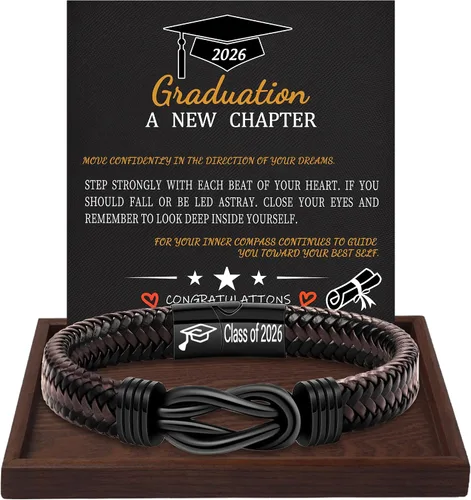 Miniatura 77 de Regalos inspiradores para hombres, pulseras con código morse, pulseras para hombre, regalos de graduación para él, Día del Padre, pulsera de cuero