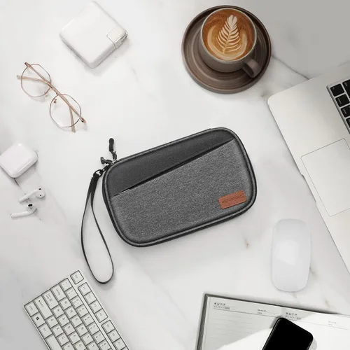 Miniatura 7 de FINPAC Bolsa electrónica de viaje, organizador de cables portátil, funda electrónica de artículos esenciales, bolsa de almacenamiento de doble capa