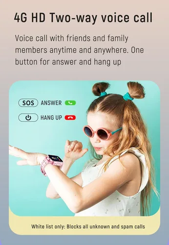 Miniatura 2 de MJVV 4G Reloj inteligente GPS para niños con función de llamada, Whatsapp, Line, Facebook, TikTok, rastreador, teléfono, reloj con videollamada