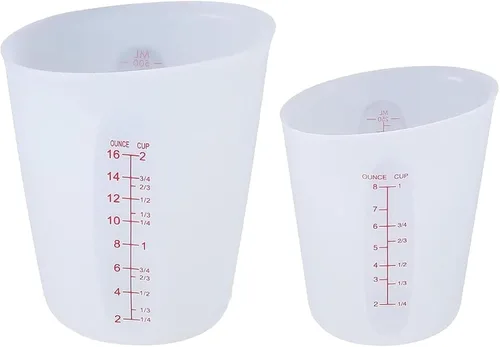 wugongshan 2 tazas medidoras de silicona de 8.5 fl oz/16.9 fl oz, tazas medidoras de silicona reutilizables para mezclar, mezclar y verter tazas