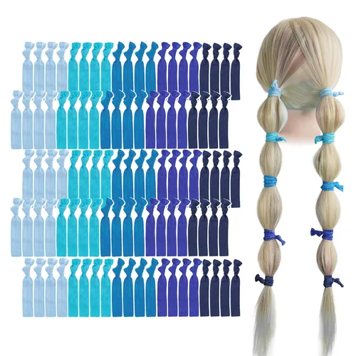 Miniatura 25 de MEEDEE Paquete de 100 lazos para el cabello, color negro, sin pliegues, nudos suaves para mujeres, sin daño, adecuado para colas de caballo, yoga
