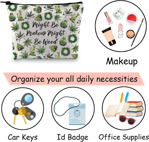 Miniatura 5 de JXGZSO Divertida bolsa de maquillaje de malezas con cremallera regalos para mujeres podría ser maquillaje podría ser bolsa de cosméticos de malezas