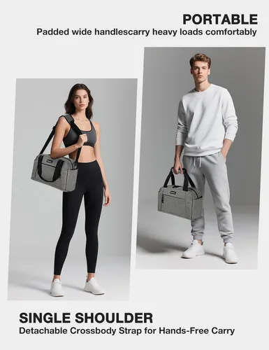 Miniatura 6 de Noozion Bolsa de gimnasio pequeña de 14 pulgadas para mujeres y hombres, mini bolsa de lona ligera con múltiples bolsillos, bolsa deportiva