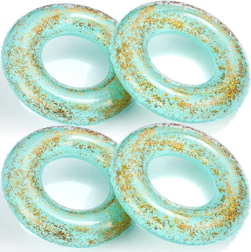 Miniatura 9 de Flotador inflable de piscina con purpurina de 30 pulgadas, tubo de natación con confeti dorado, tubo interior de natación para adultos, flotadores