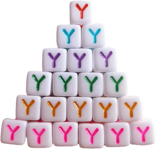 Miniatura 8 de Xeahung 200 cuentas de letras acrílicas cuadradas multicolor para hacer joyas, llaveros de bricolaje, collares, pulseras, decoraciones