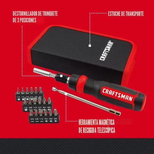 Miniatura 2 de CRAFTSMAN Destornillador de trinquete, juego multibits, 26 piezas (CMHT68001)